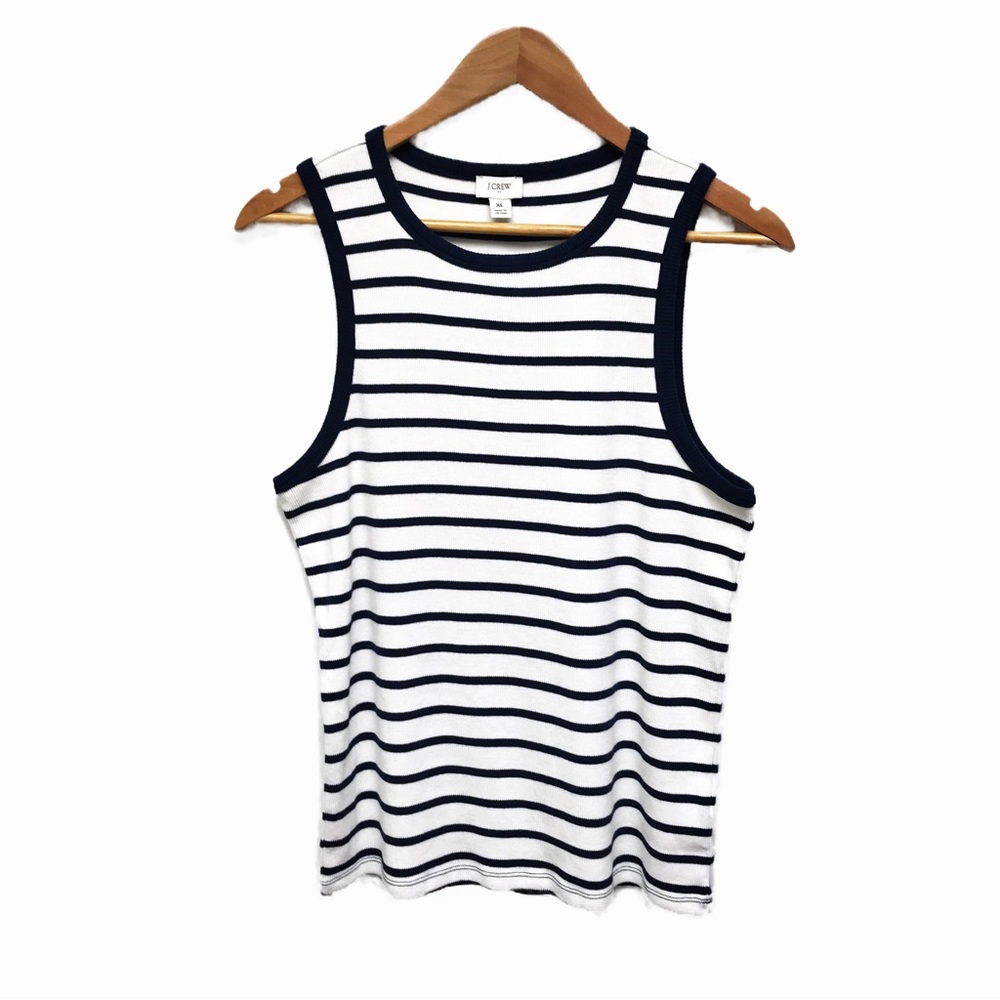 J. Crew Navy White Striped Tank Top Size XL
